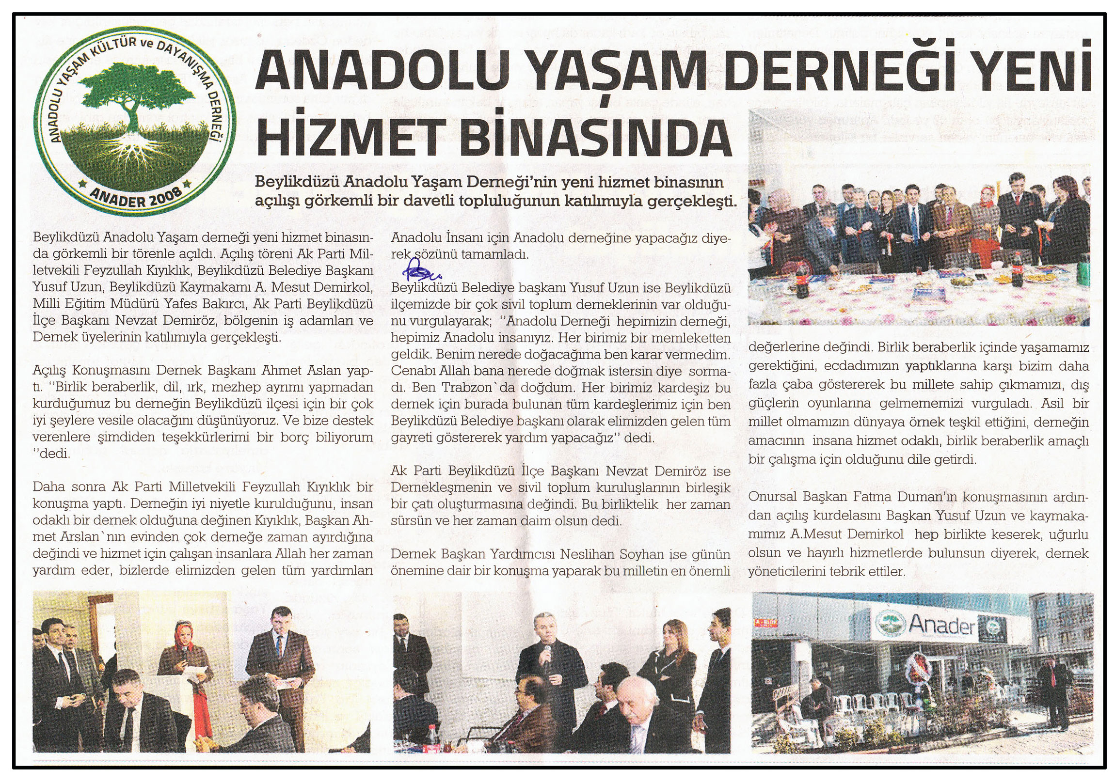 Anadolu Yaşam Derneği Yeni Hizmet Binasında... - Beylikdüzü Kent Belleği